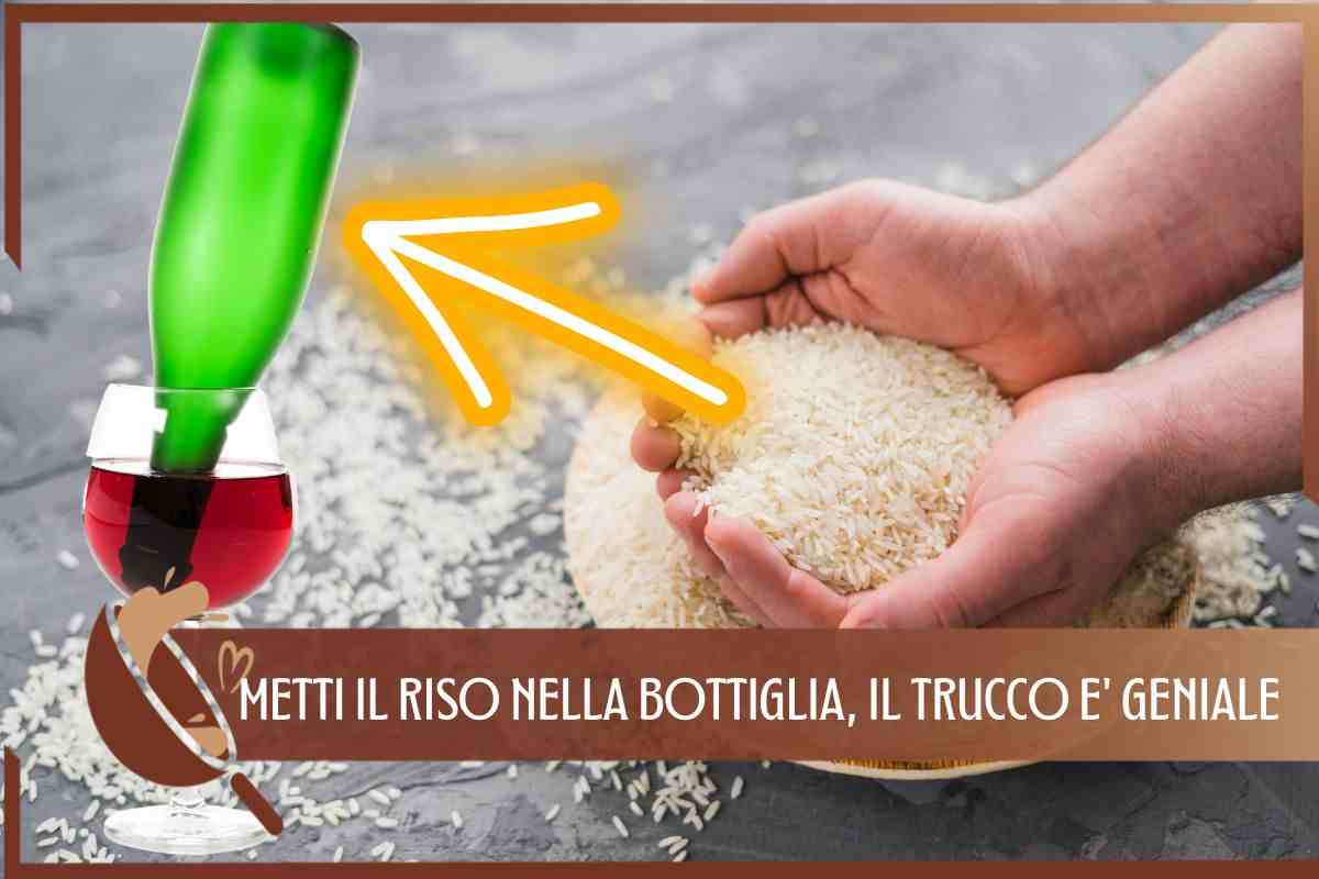 TRUCCO RISO BOTTIGLIA VINO 