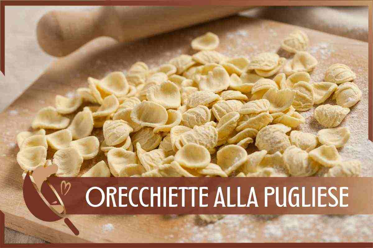 Orecchiette alla pugliese su un piano da lavoro