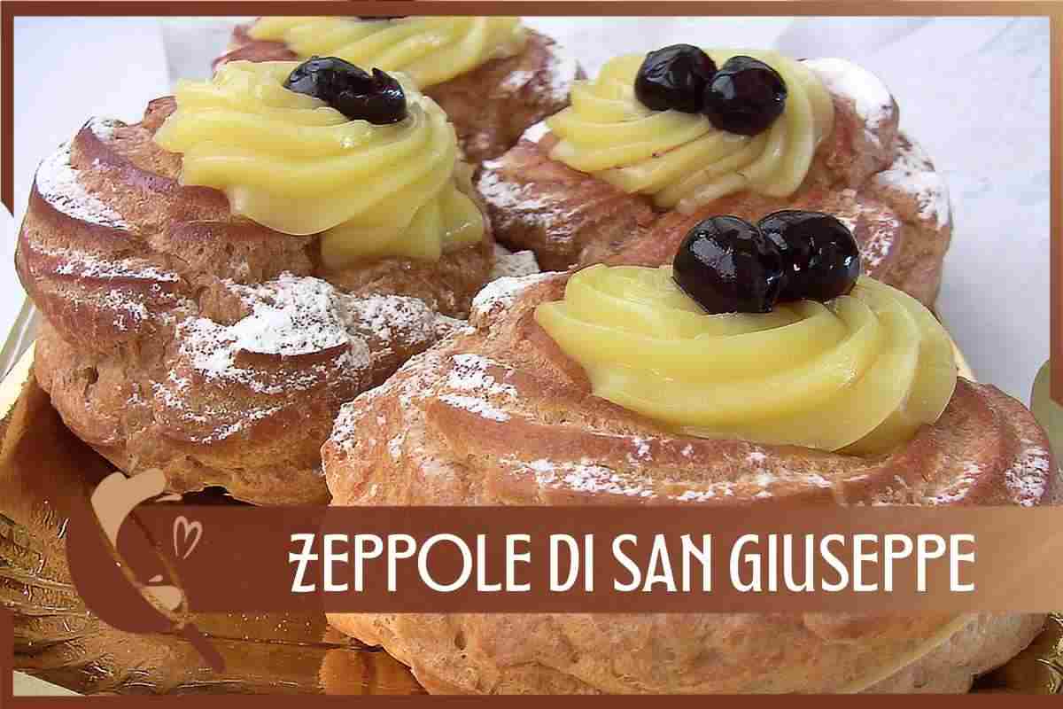 Zeppole di San Giuseppe su una vaschetta