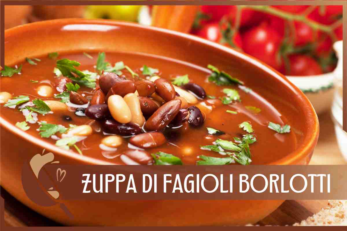 Zuppa di fagioli borlotti in una ciotola