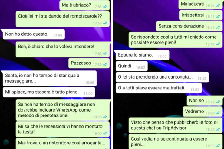 conversazione cliente e ristoratore 