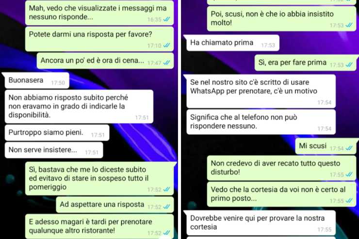 conversazione cliente e ristoratore