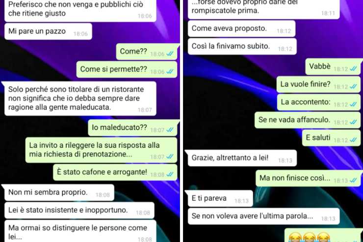 conversazione cliente e ristoratore