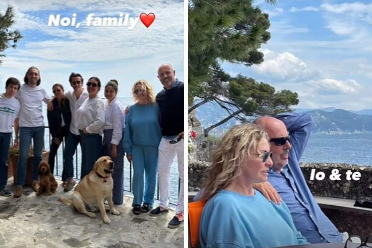 Antonella Clerici con famiglia durante il primo maggio